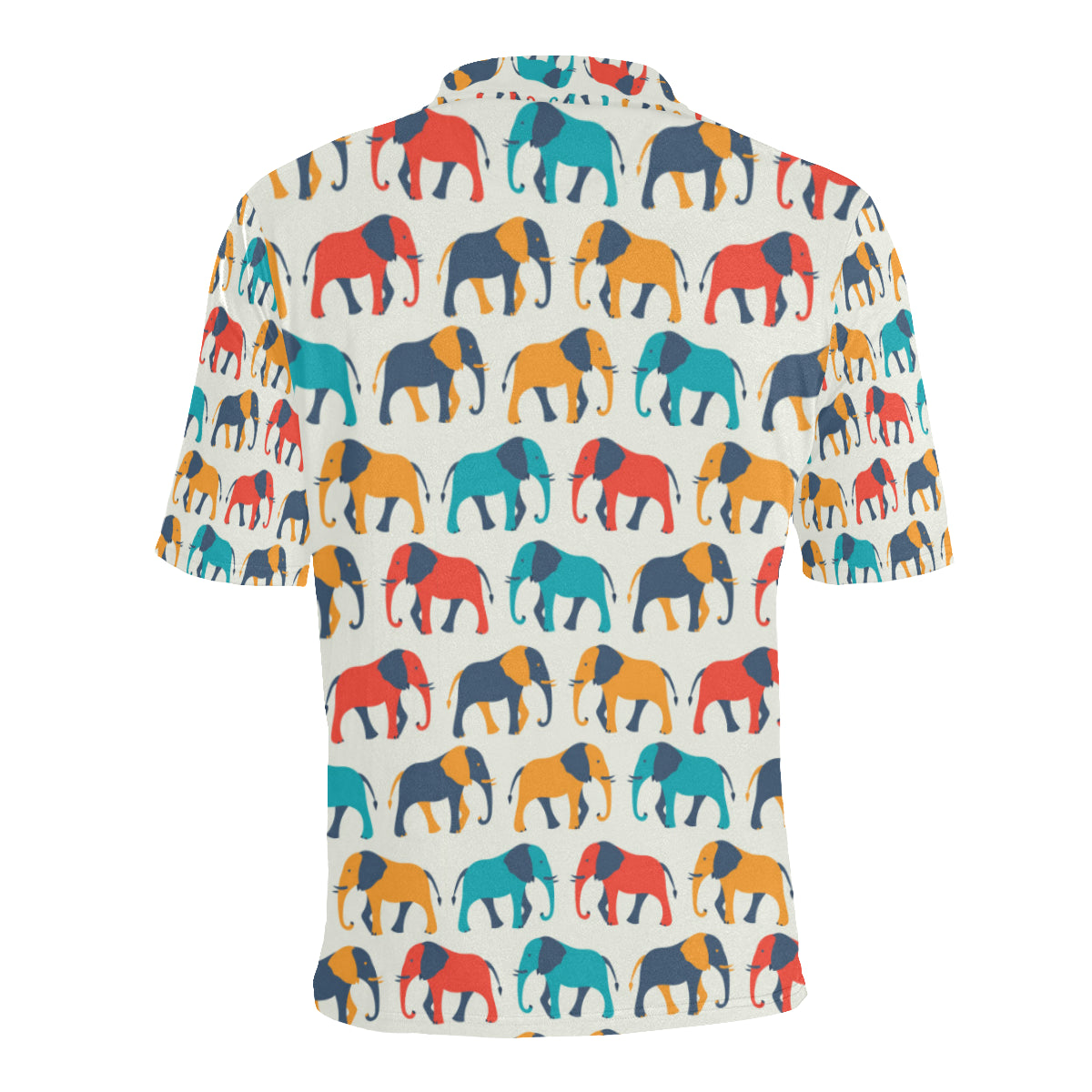 Elephant Colorful Print Pattern Men Polo Shirt