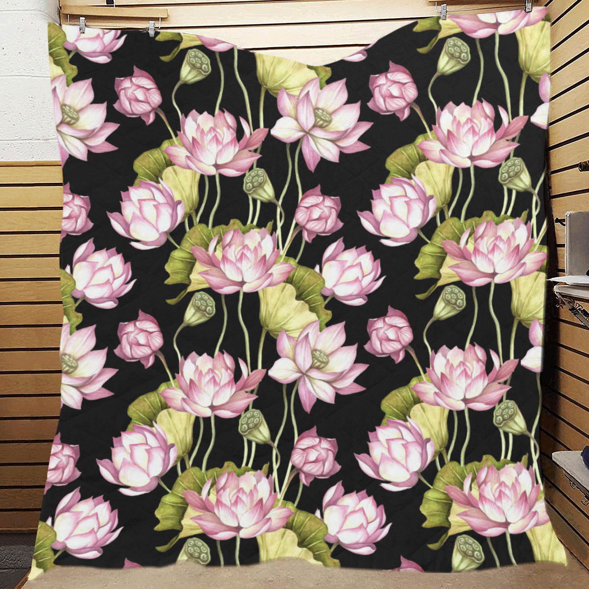 Water Lily Pattern Print Design WL06 Premium Quilt
