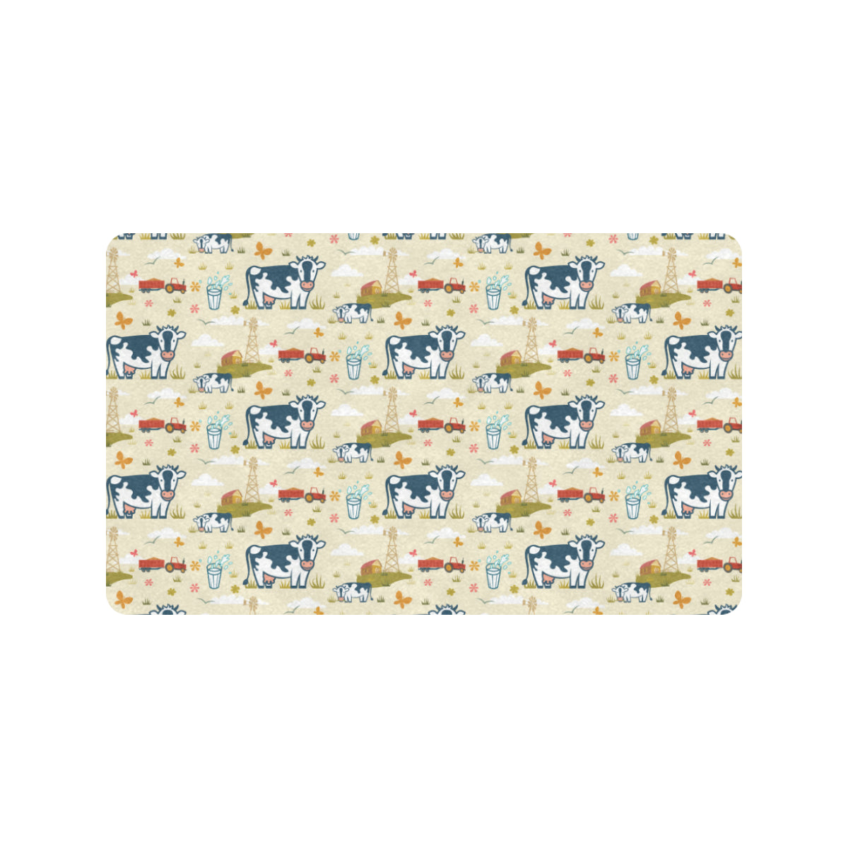 Cow Farm Design Print Rubber Doormat