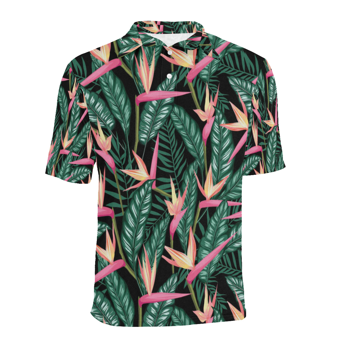 Bird Of Paradise Pattern Print Design BOP03 Men Polo Shirt