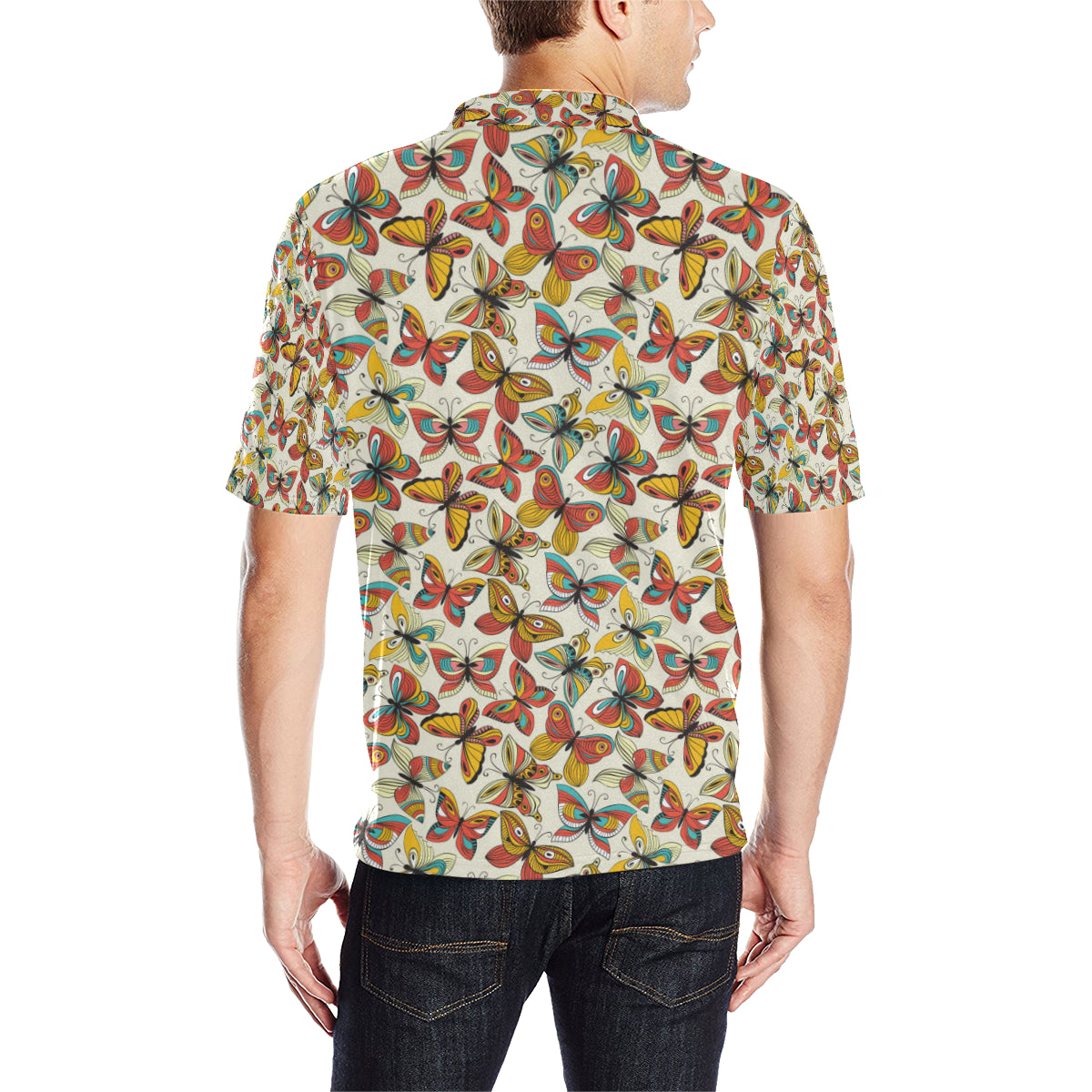 Butterfly Pattern Print Design 02 Men Polo Shirt