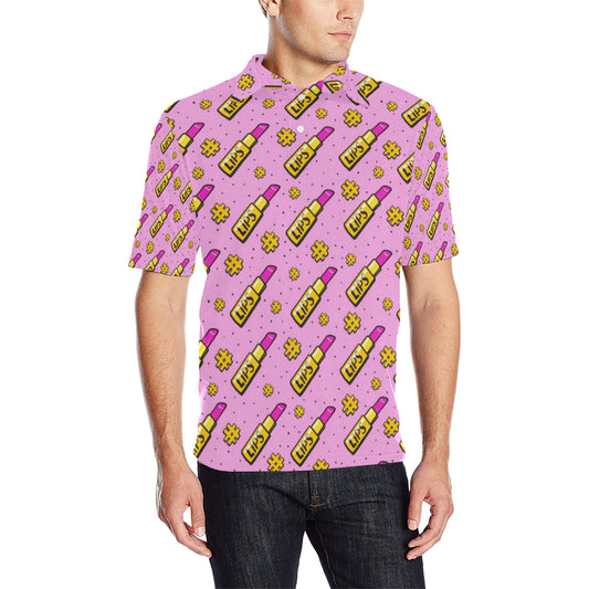 Lipstick Pattern Print Design LT03 Men Polo Shirt