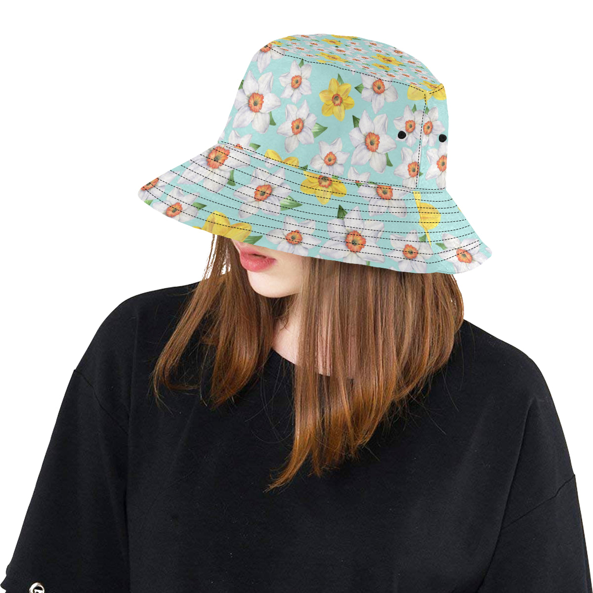 Daffodils Pattern Print Design DF07 Unisex Bucket Hat