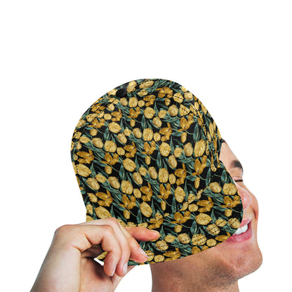 Elegant Yellow Tulip Print Snapback Cap