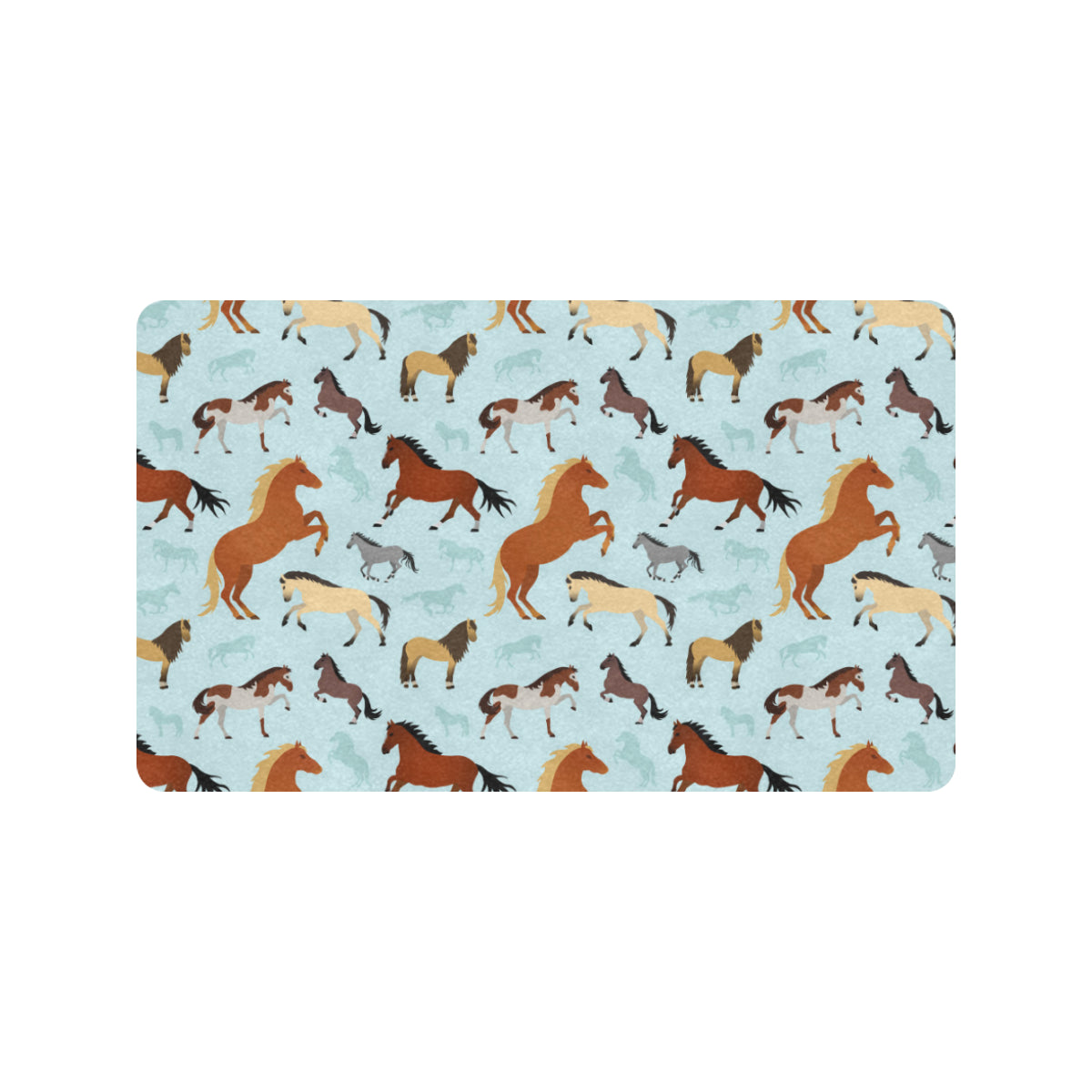 Horse Cute Themed Pattern Print Rubber Doormat