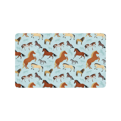 Horse Cute Themed Pattern Print Rubber Doormat