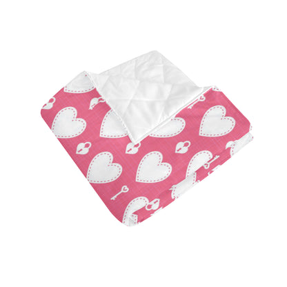 Heart Key Pattern Print Design HE09 Premium Quilt