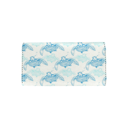 Sea Turtle Pattern Print Design T01 Women's Trifold Wallet