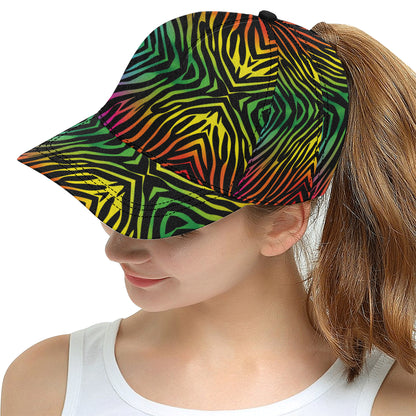 Rainbow Zebra Themed Print Snapback Cap