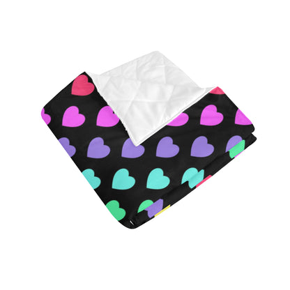Heart Rainbow Pattern Print Design HE02 Premium Quilt