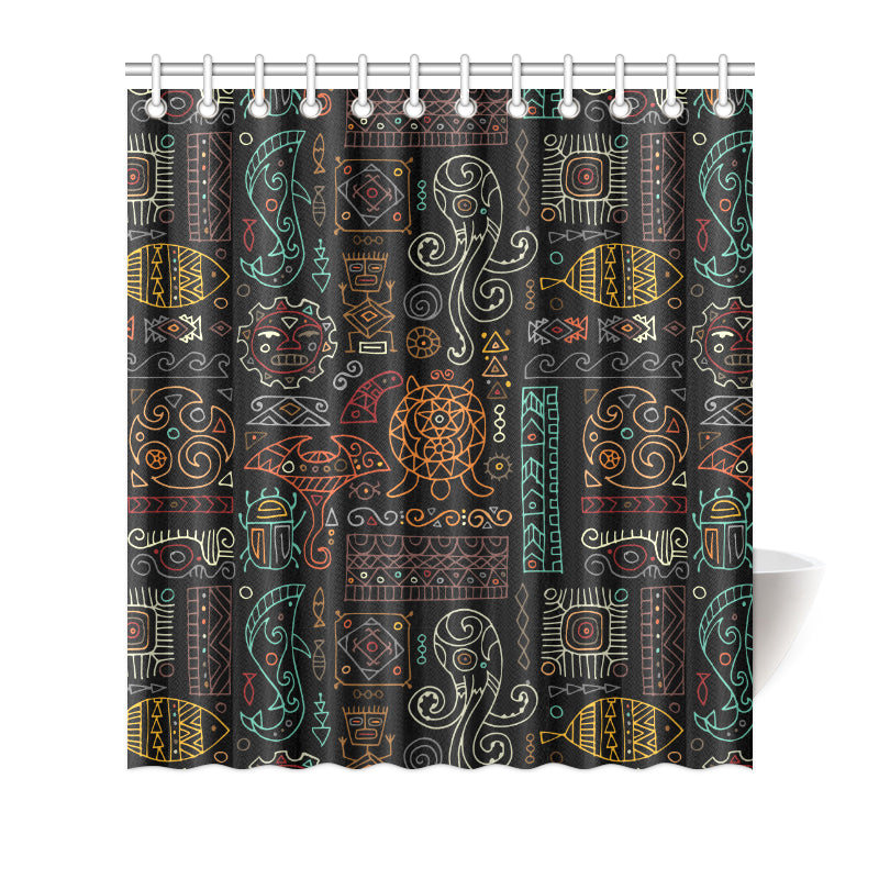 Polynesian Pattern Print Design A04 Shower Curtain