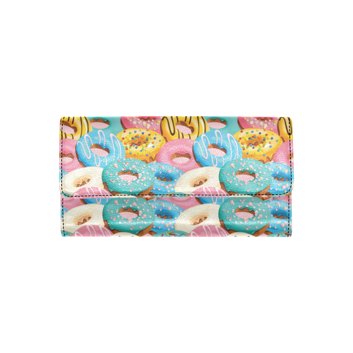 Donut Pattern Print Design DN01 Women's Trifold Wallet