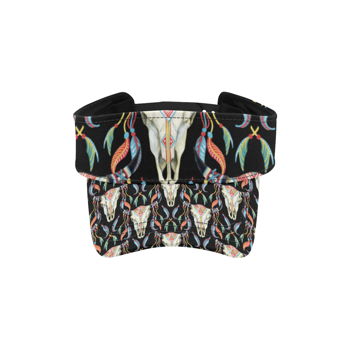 Buffalo Head Boho Style Pattern Print Design 01 Unisex Sun Visor