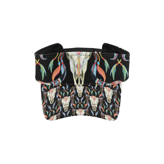 Buffalo Head Boho Style Pattern Print Design 01 Unisex Sun Visor