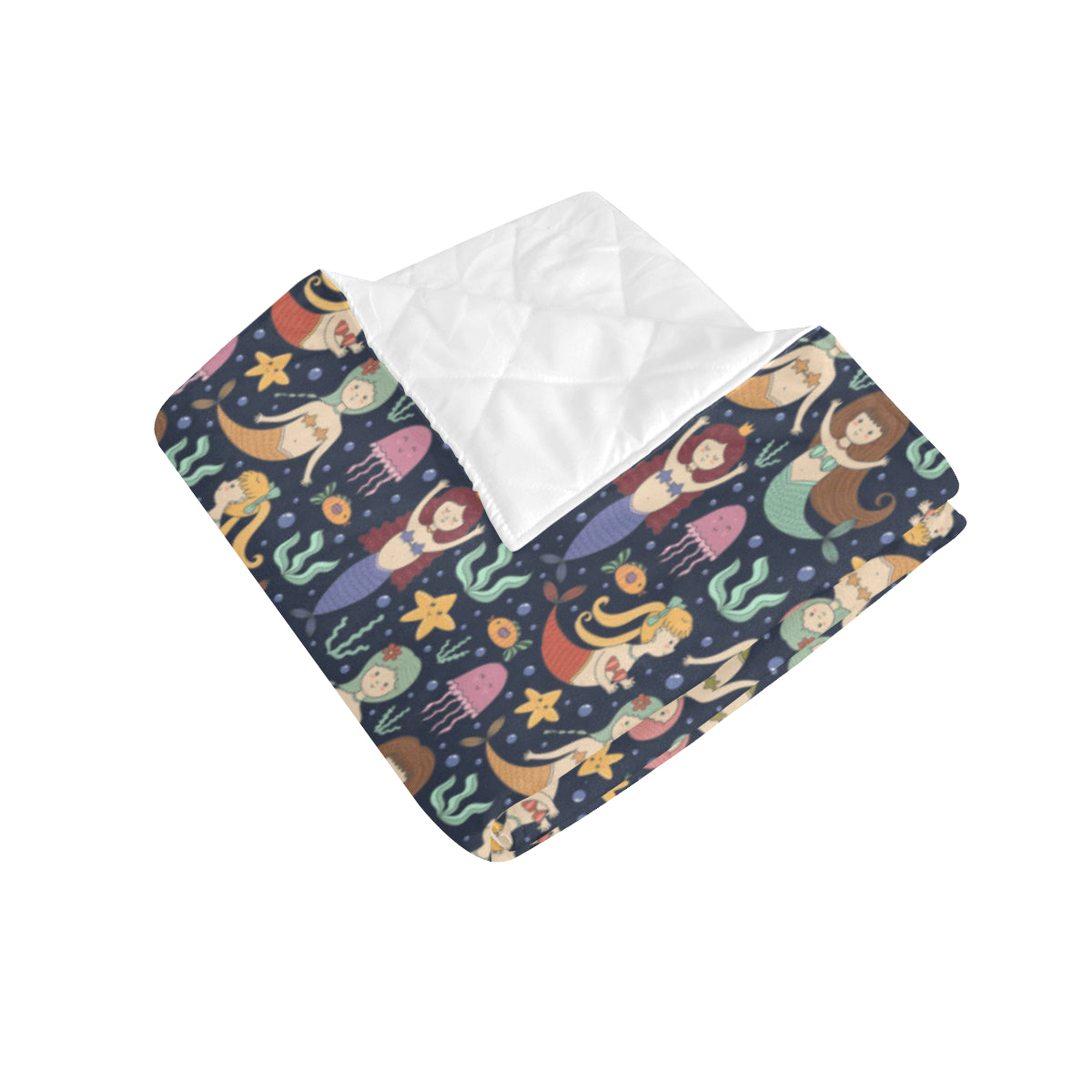 Mermaid Cartoon Pattern Print Design 03 Premium Quilt