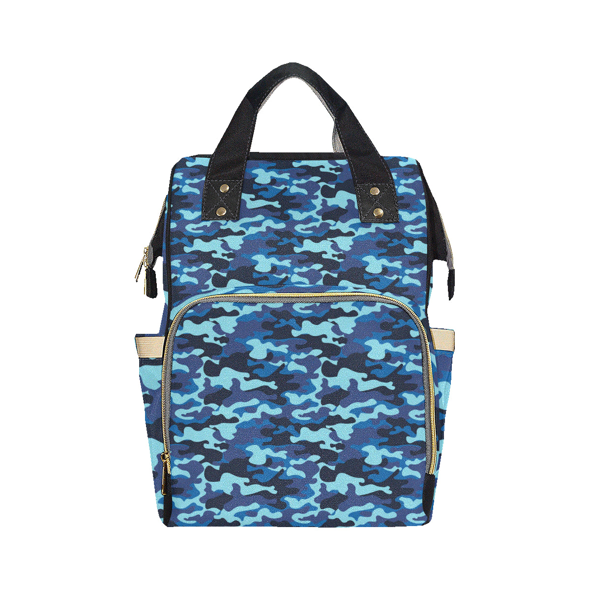Camo Blue Pattern Print Design 04 Diaper Bag Backpack