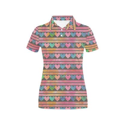 Heart Pattern Print Design HE010 Women's Polo Shirt