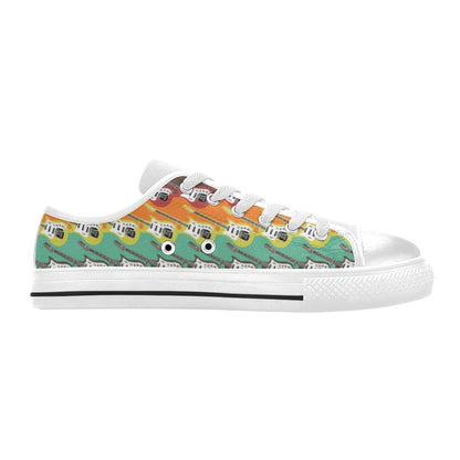 Electric Guitar Print Design LKS401 Women's White Low Top Shoes