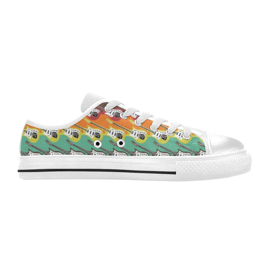 Electric Guitar Print Design LKS401 Women's White Low Top Shoes