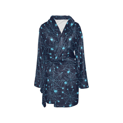 Spider Web Blue Print Design LKS304 Women's Fleece Robe