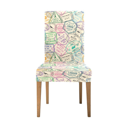 Travel Stamp Print Design LKS303 Dining Chair Slipcover
