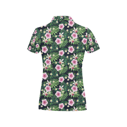 Hibiscus Tropical Print Design LKS309 Women's Polo Shirt