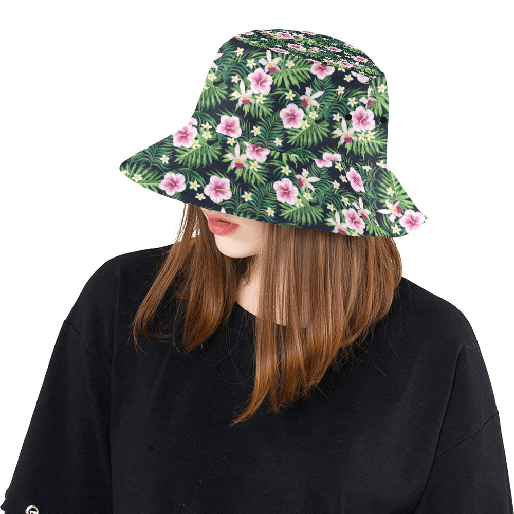 Hibiscus Tropical Print Design LKS309 Unisex Bucket Hat