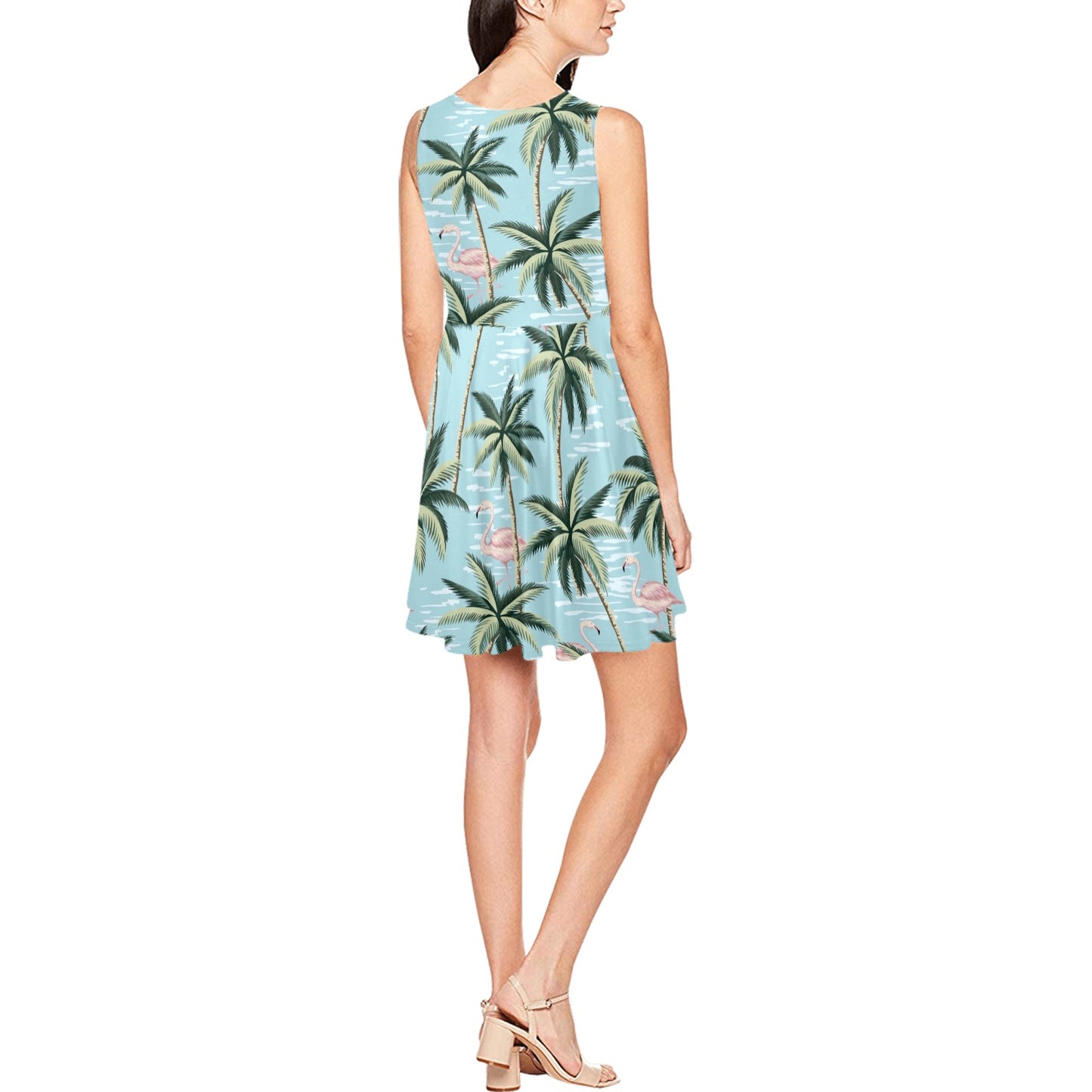 Palm Tree Pattern Print Design PT05 Sleeveless Dress