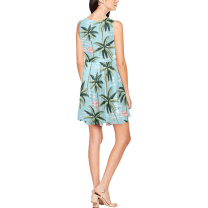 Palm Tree Pattern Print Design PT05 Sleeveless Dress