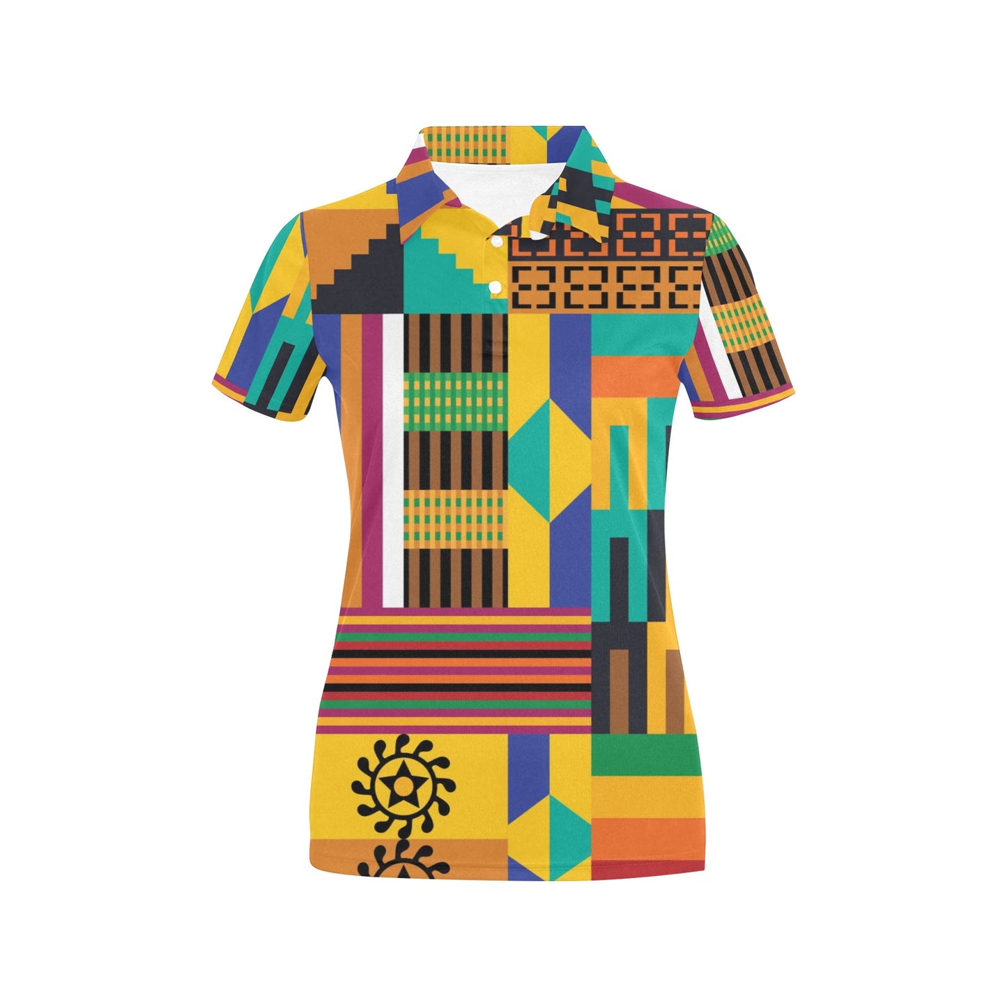 Kente Pattern Print Design 03 Women's Polo Shirt