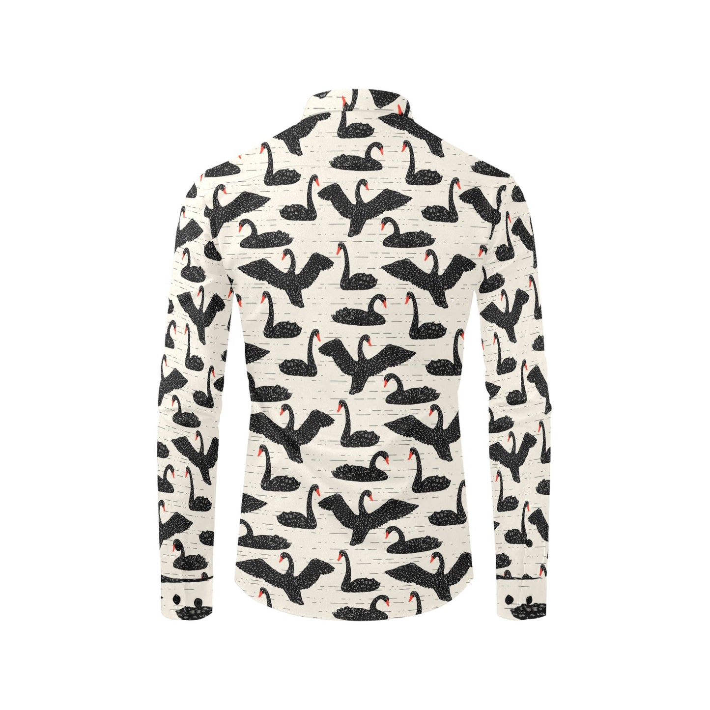 Swan Print Design LKS402 Men's Long Sleeve Dress Shirt