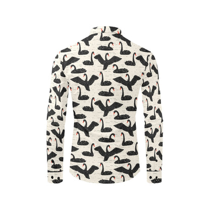 Swan Print Design LKS402 Men's Long Sleeve Dress Shirt