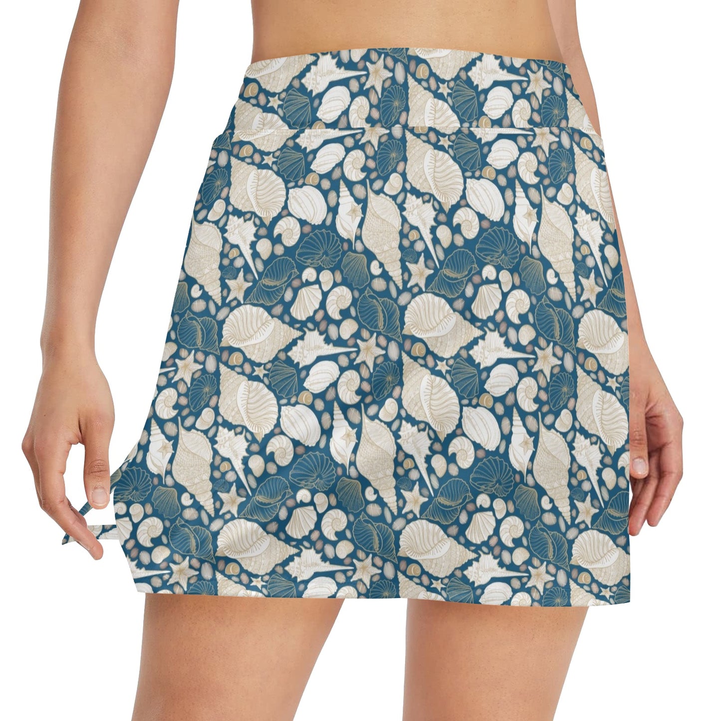 Seashell Print Design LKS308 17" Golf & Pickleball Skort with Pockets