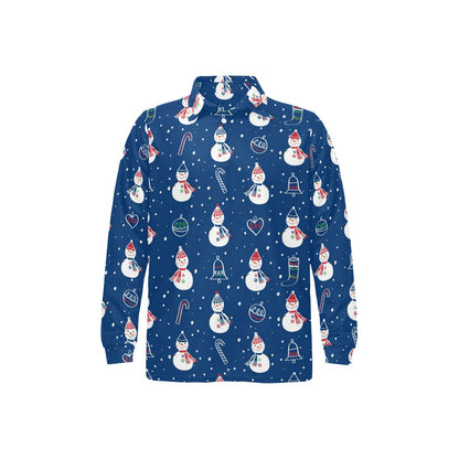 Snowman Print Design LKS306 Long Sleeve Polo Shirt For Men's