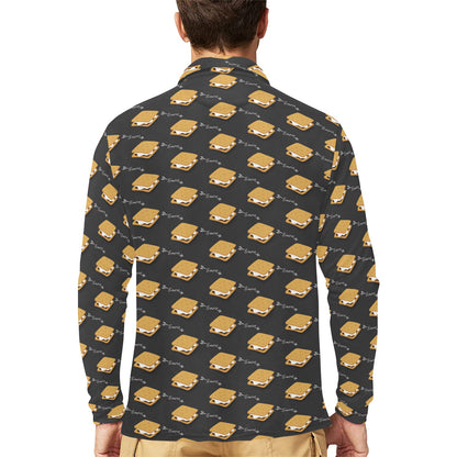 S_Mores Print Design LKS301 Long Sleeve Polo Shirt For Men's