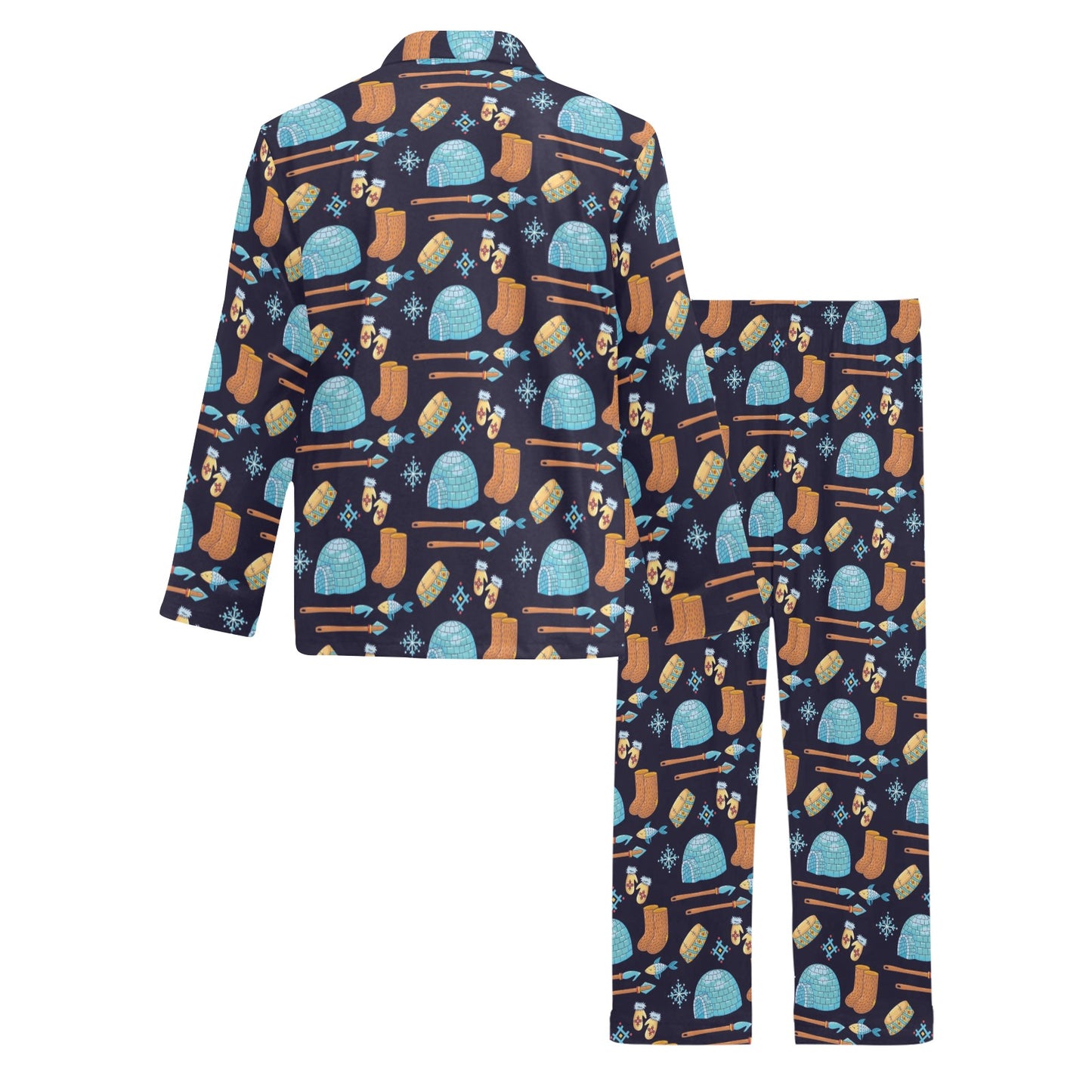 Eskimo Pattern Print Design 02 Men's Long Pajama Set