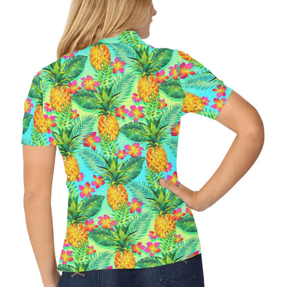 Pineapple Pattern Print Design PP010 Women's Polo Shirt