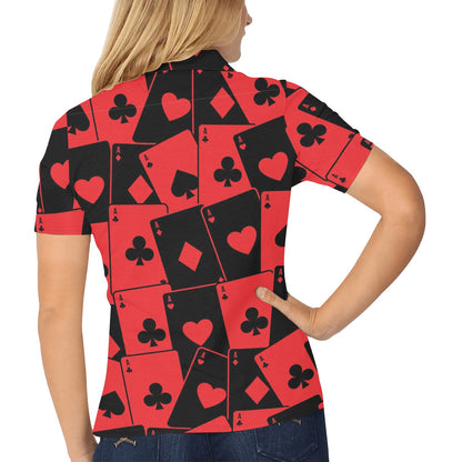 Poker Cards Pattern Print Design A01 Women's Polo Shirt
