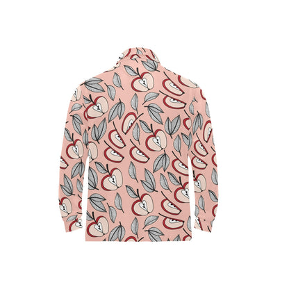 Apple Pattern Print Design AP04 Long Sleeve Polo Shirt For Men's