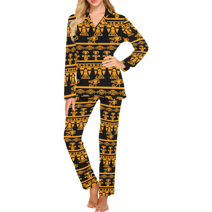 Eye of Horus Tribal Egypt Pattern Women's Long Pajama Set