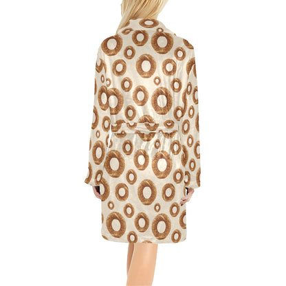 Bagel Pattern Print Design 01 Women's Fleece Robe