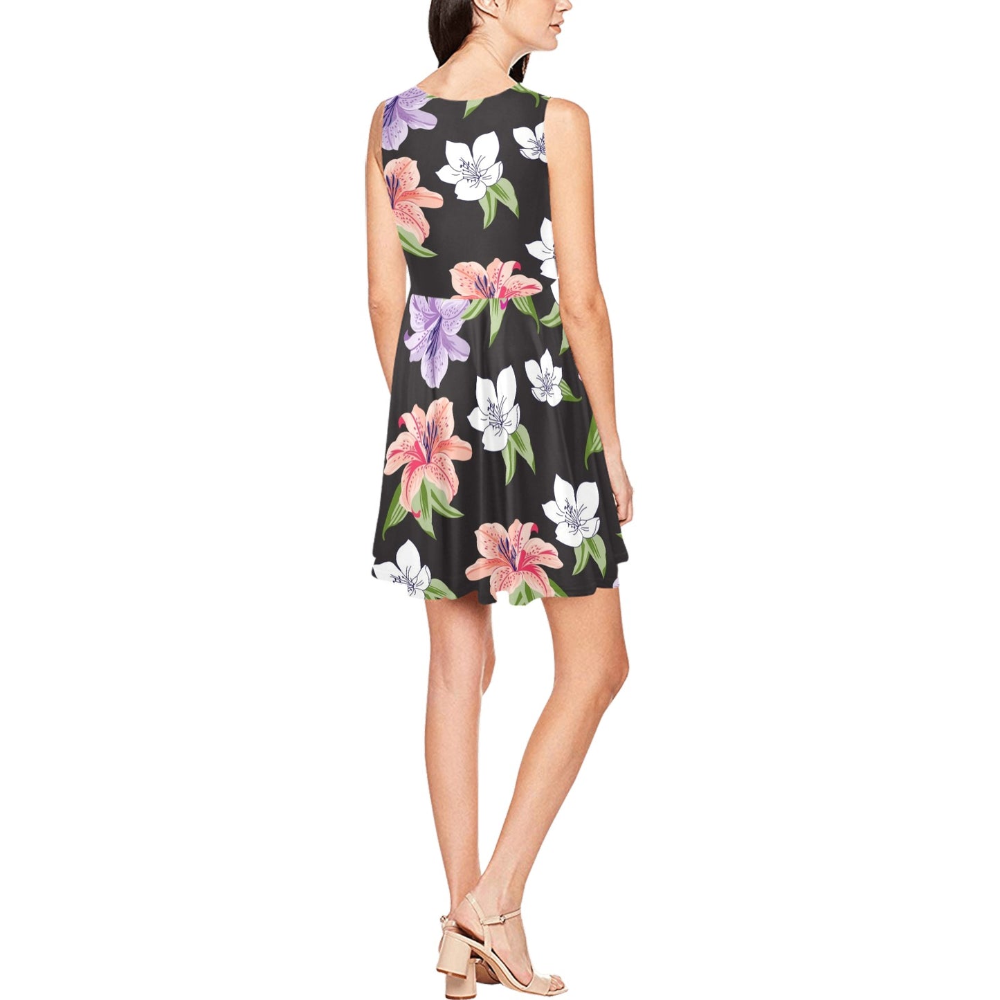 Lily Pattern Print Design LY01 Sleeveless Dress