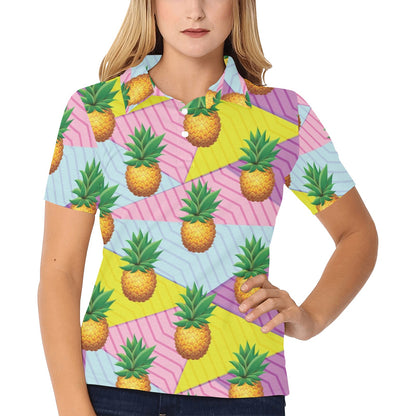 Pineapple Pattern Print Design PP05 Women's Polo Shirt