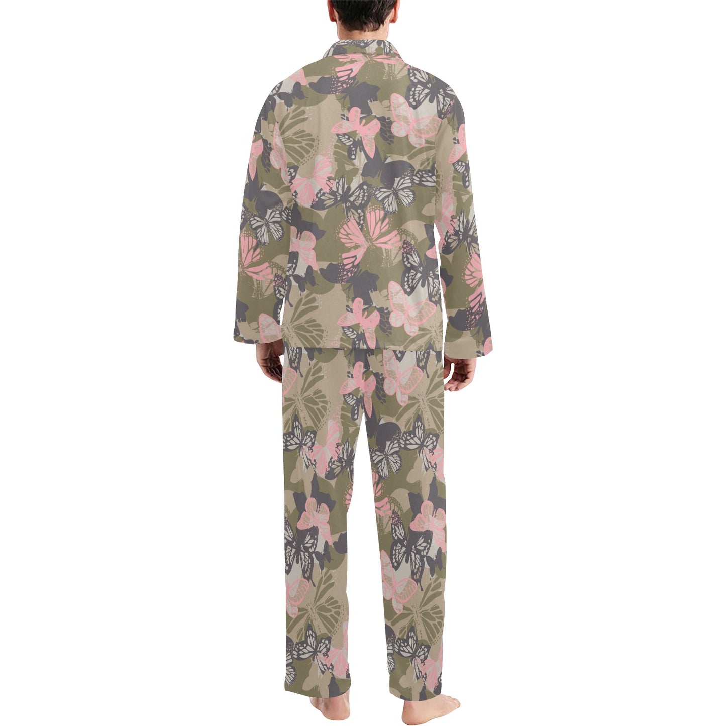 Butterfly camouflage Men's Long Pajama Set