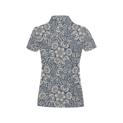 Elegant Floral Print Pattern Women's Polo Shirt