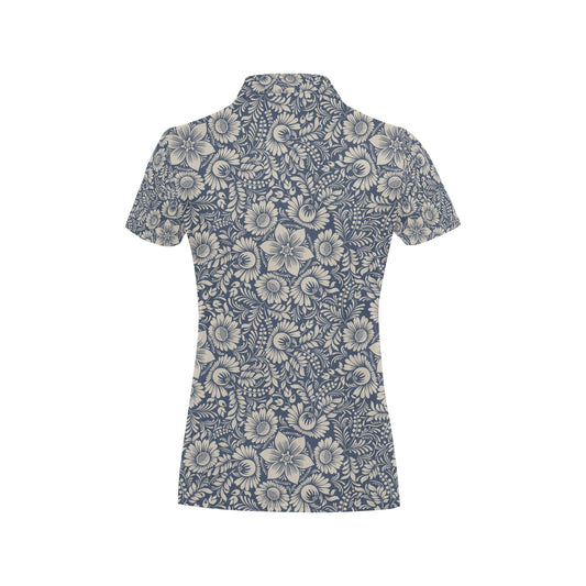Elegant Floral Print Pattern Women's Polo Shirt