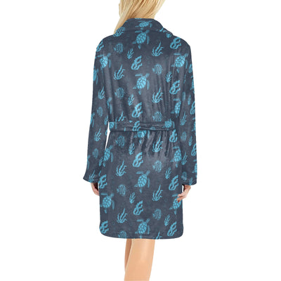 Sea Turtle Print Design LKS307 Women's Fleece Robe