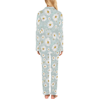 Daisy Pattern Print Design DS012 Women's Long Pajama Set