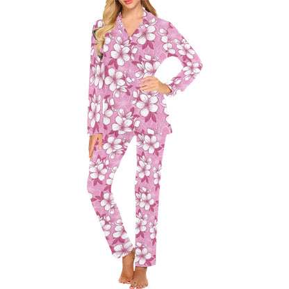 Cherry Blossom Pattern Print Design CB02 Women's Long Pajama Set