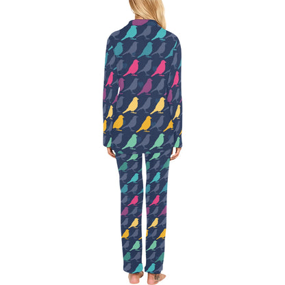 Birds Pattern Print Design 01 Women's Long Pajama Set